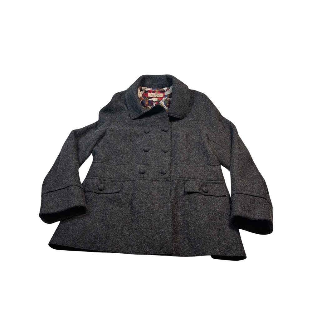 Beyond Threads Women Alpaca Wool Pea Coat Large Charcoal Gray